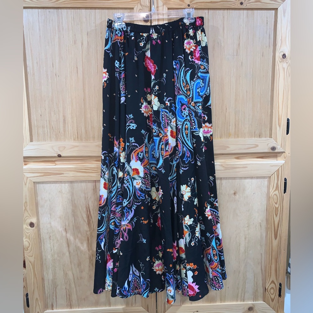Cupio high waist floral flared modest hippy bohemian skirt size M
